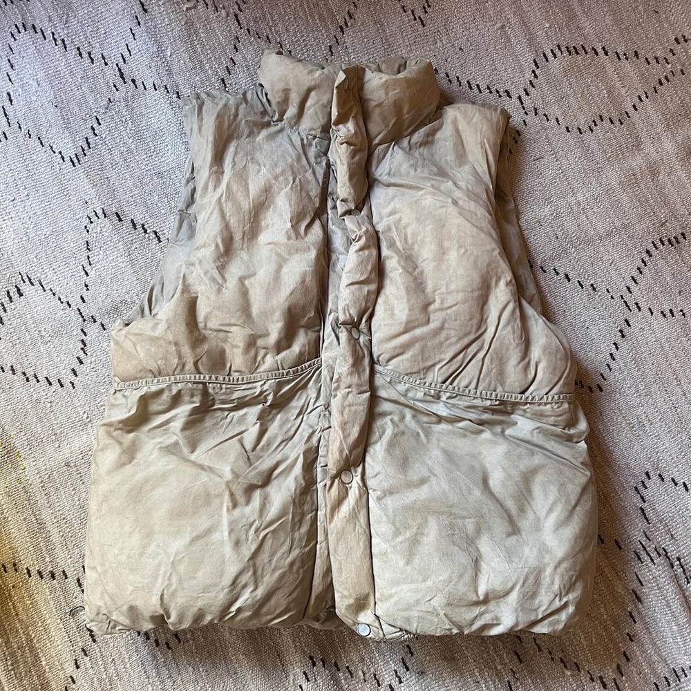 Tan Quilted Vest with Water-Resistant Finish